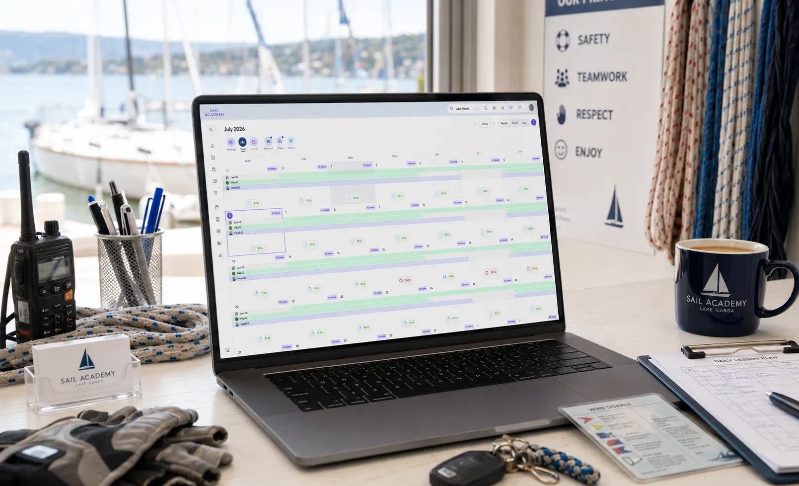 TIDEFORCE day plan connecting bookings to session delivery
