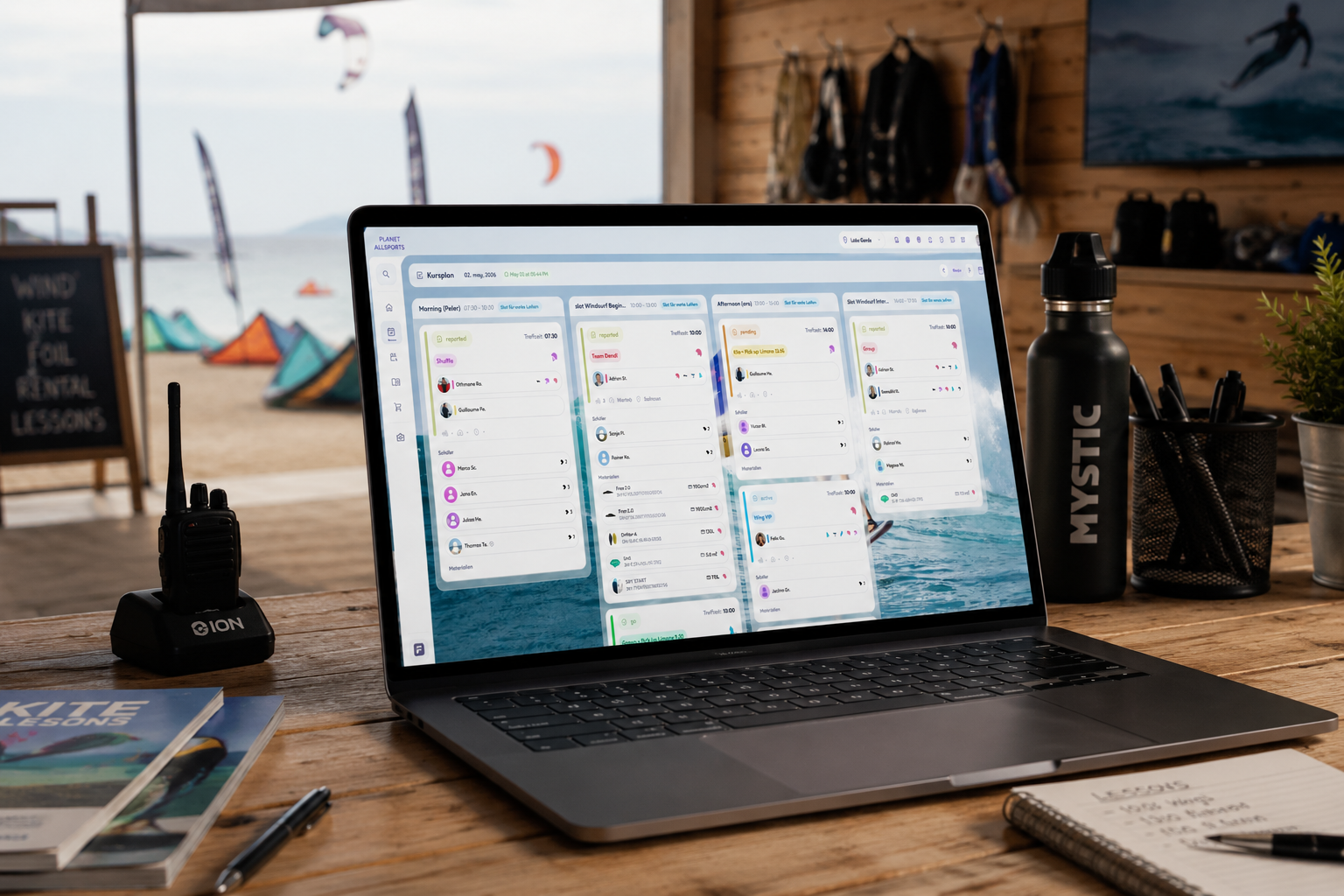 TIDEFORCE operations board connecting bookings with the day plan