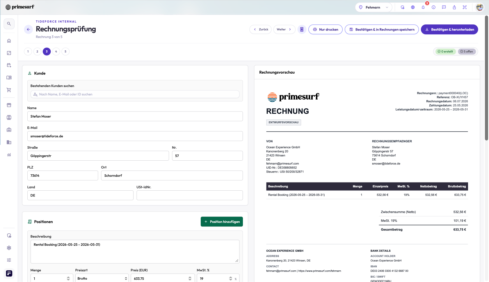 TIDEFORCE payments and invoicing screen 3