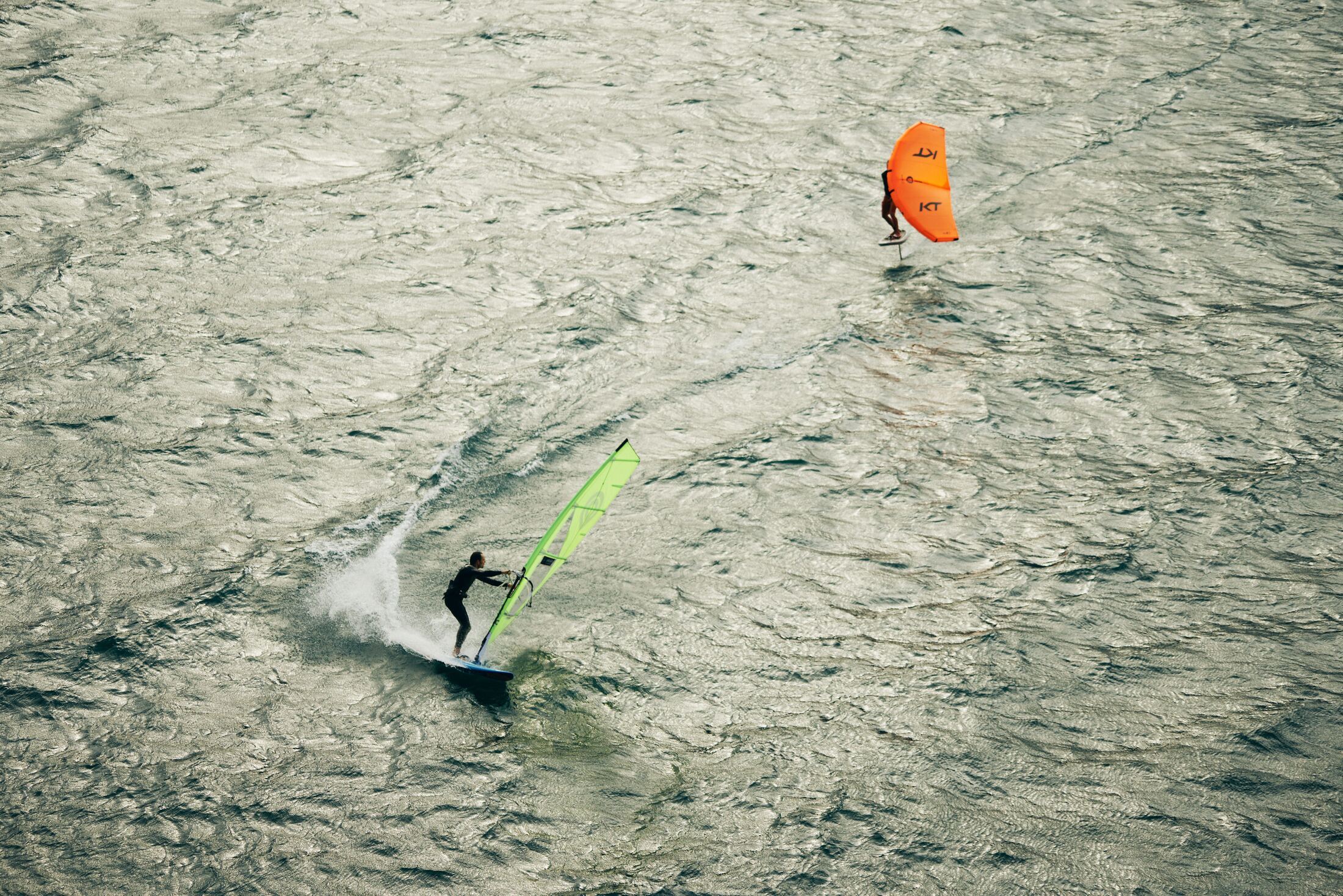 Windsurf school session on the water